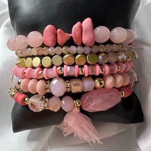Beaded tassel bracelet set